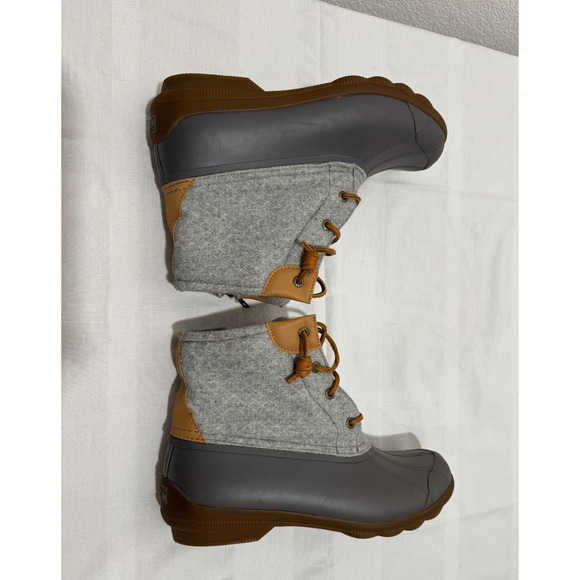 Sperry Womens Saltwater Emboss Wool Fleece Duck Style Boots Size 10M Gray - Picture 4 of 9